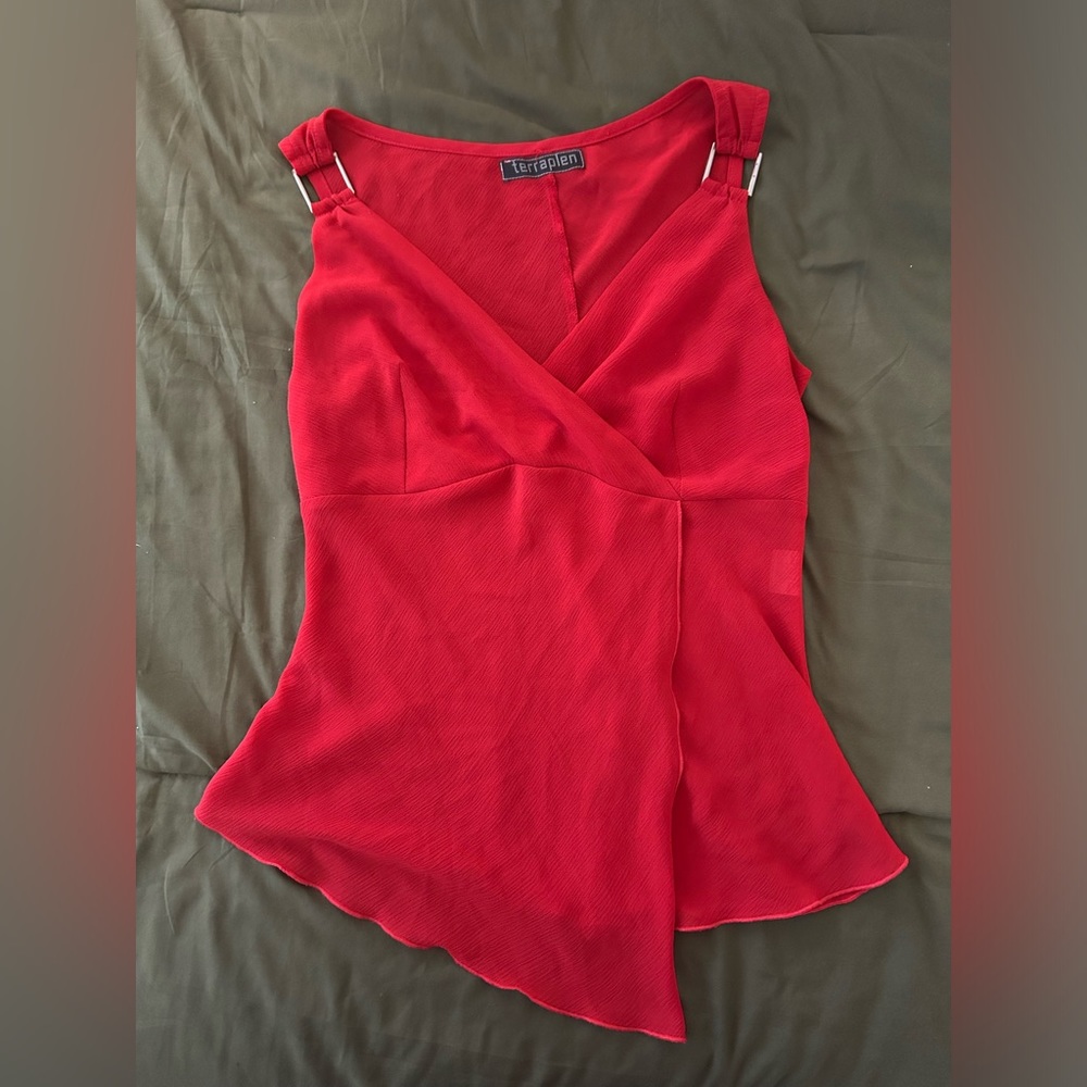 Vintage Red Crepe Blouse